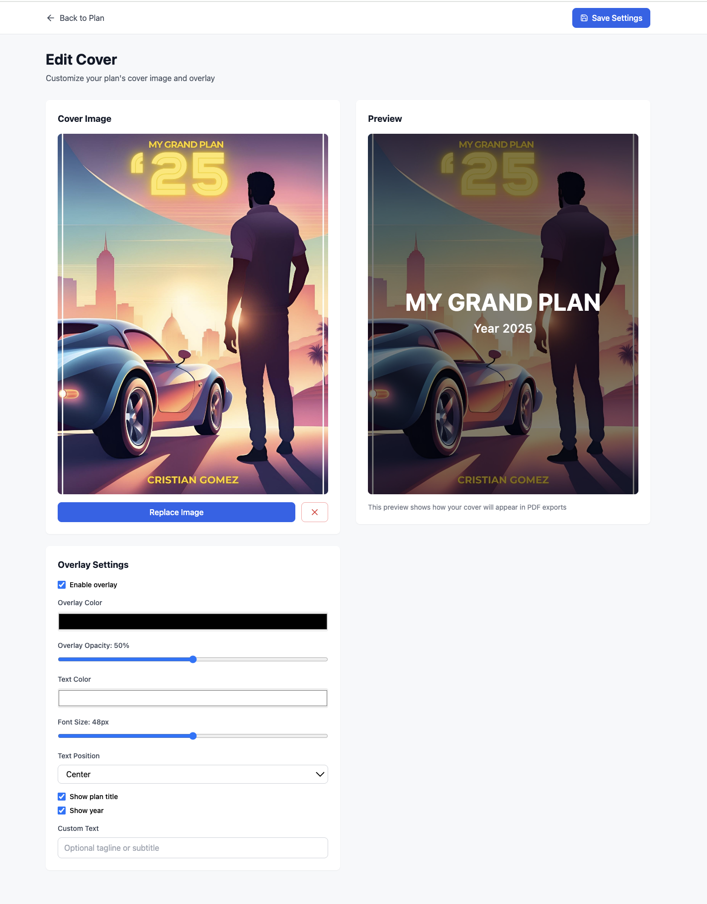 Screenshot of a beautifully formatted PDF plan ready for printing or sharing